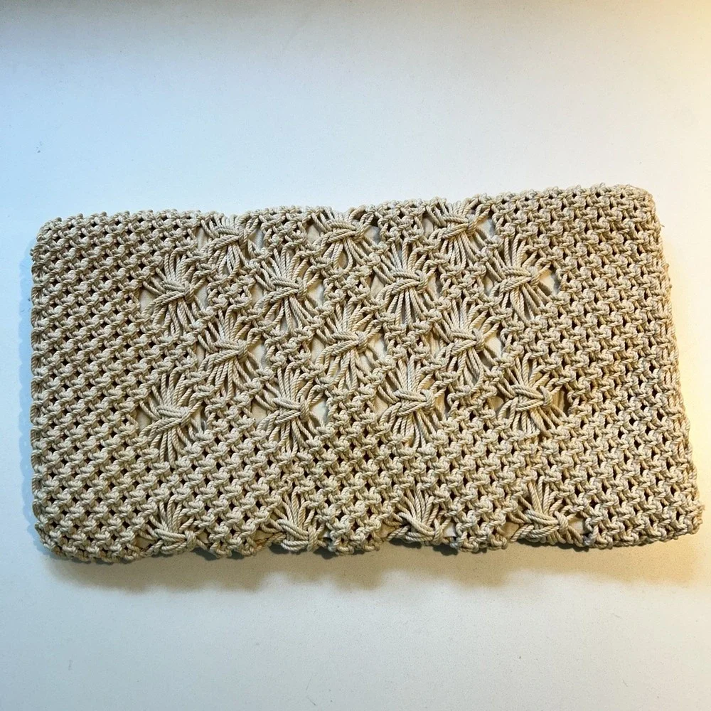 Raffia Straw Clutch‎ Summer Evening Whimsy Cottage Coastal Wood Button Purse Bag